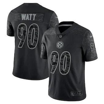 mens nike tj watt black pittsburgh steelers rflctv limited 